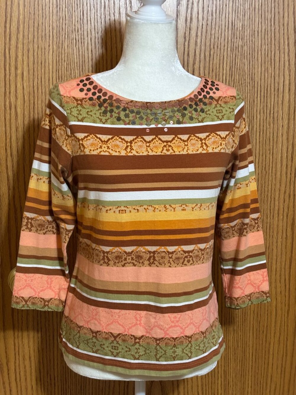 Ruby Rd. Petite Small, Pre-owned, Embellished Boat Neckline